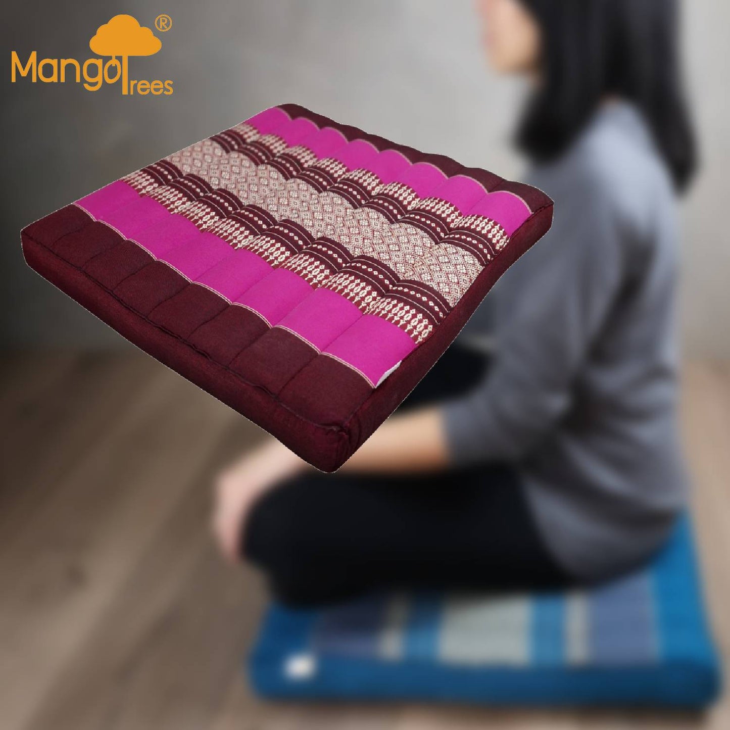 Thai Kapok Meditation Cushion 50x50cm 100% Handmade Cotton Yoga Seat Pink