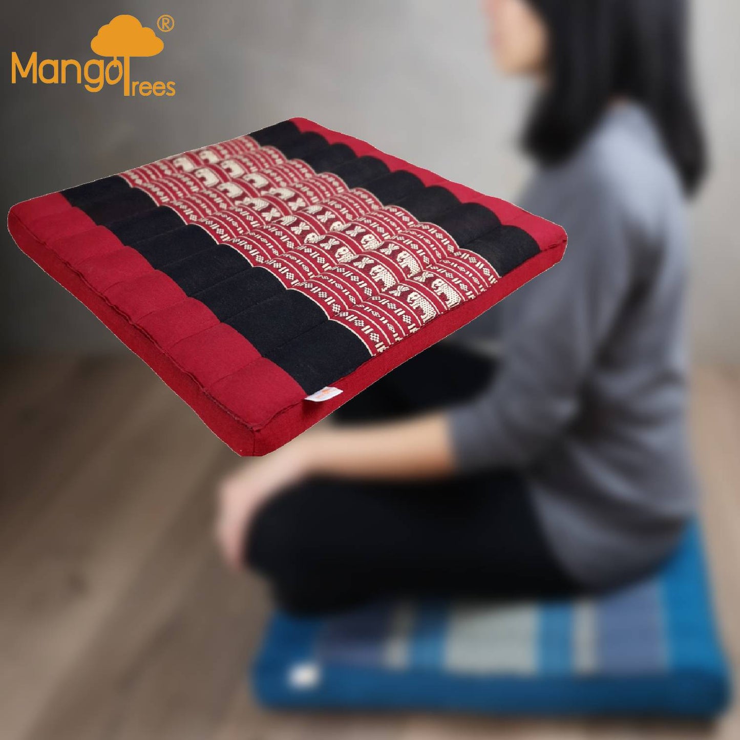 RedEle Thai Kapok Meditation Cushion 50x50cm - 100% Handmade Cotton, Organic Kapok Filling