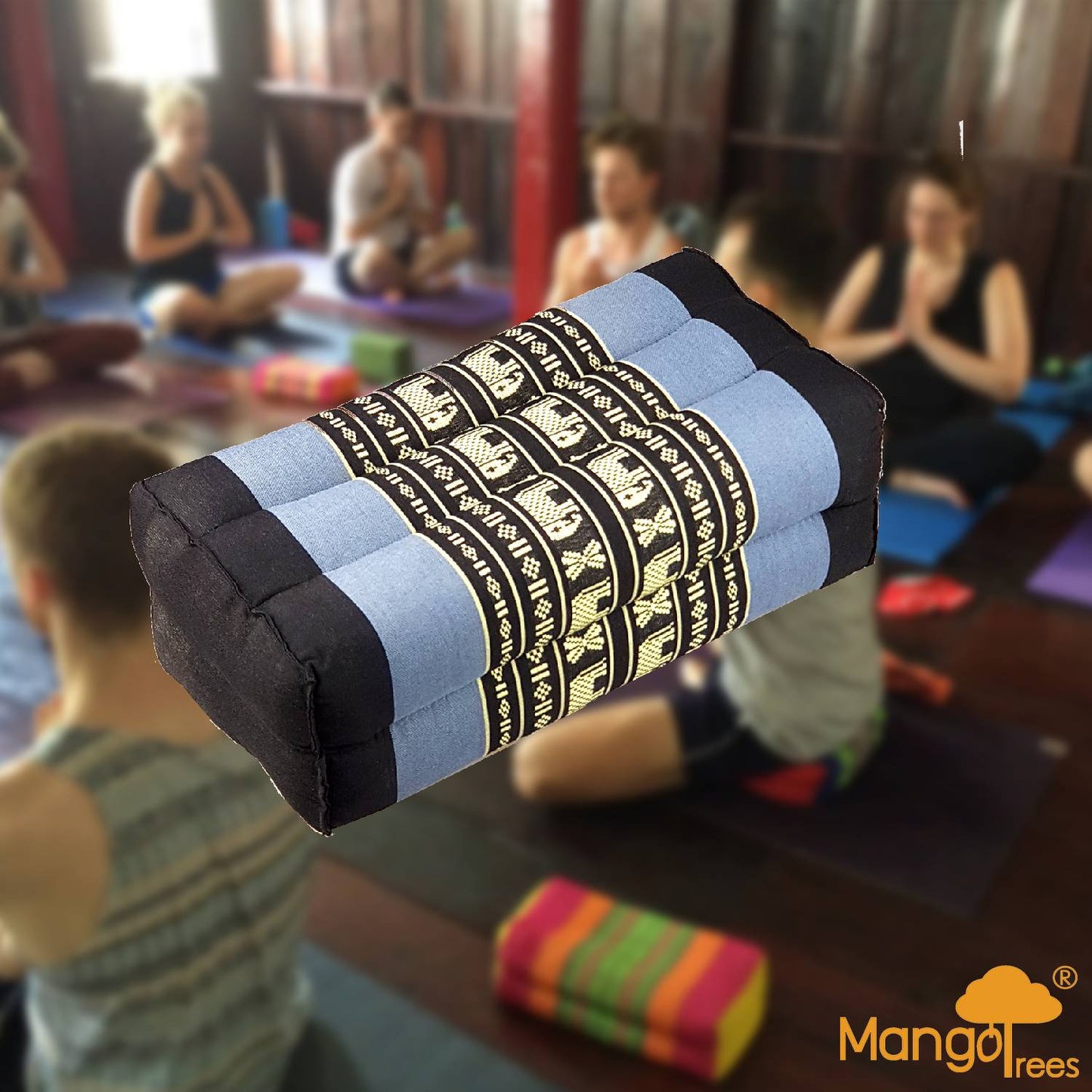 BlueEle Thai Triangle Pillow Yoga Block - Handmade Cotton, Organic Kapok, Firm, 36x18x11cm