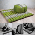 Thai Meditation Cushion Set - Zafu & Zabuton, 100% Organic Kapok, Foldable, Green