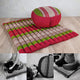 Thai Meditation Cushion Set - Zafu & Zabuton, 100% Organic Kapok, Red & Green, Foldable, V574-TTPZAFUSETREDGR