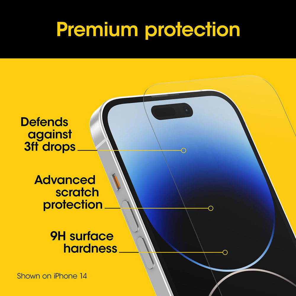 OtterBox Screen Protector Premium Antimicrobial Glass for Apple iPhone 15 Pro Max - 6.7" - Clear