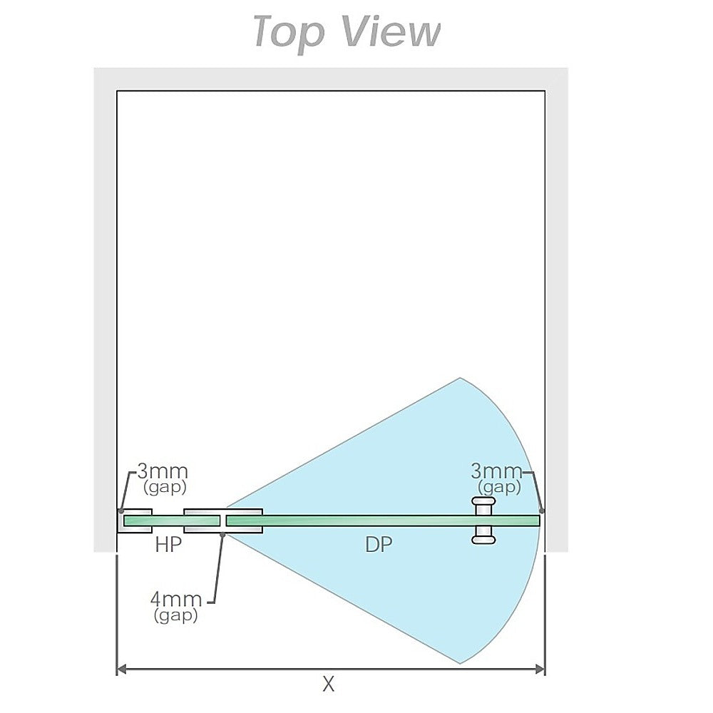 100x80cm Corner Frameless Shower Screen with Chrome Channel and Brass Hinges, Round Handle