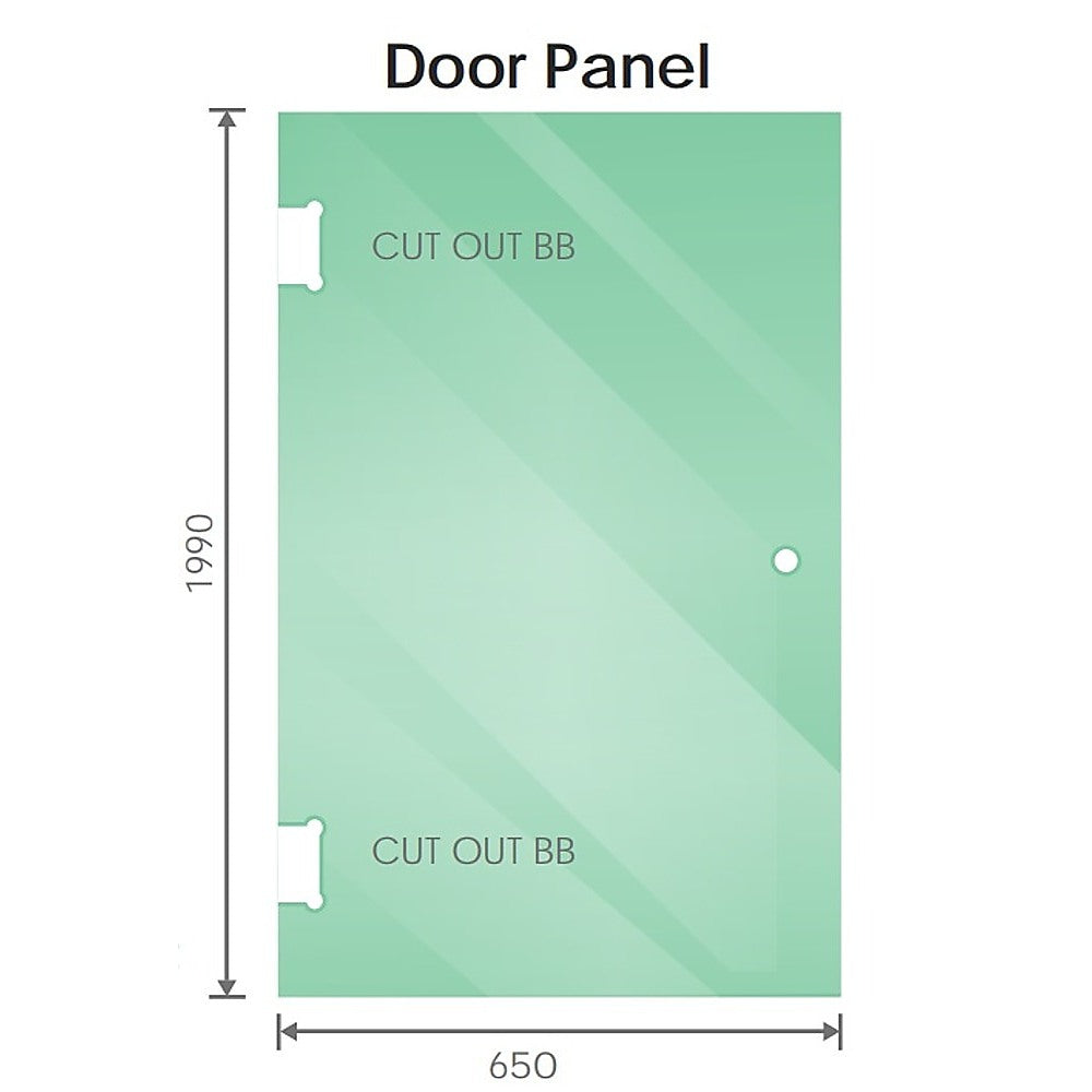 100x80cm Corner Frameless Shower Screen with Chrome Channel and Brass Hinges, Round Handle