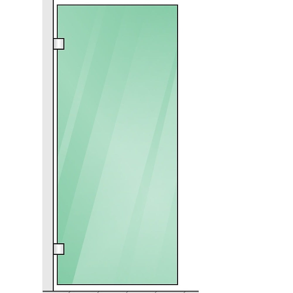 100x80cm Corner Frameless Shower Screen with Chrome Channel and Brass Hinges, Round Handle