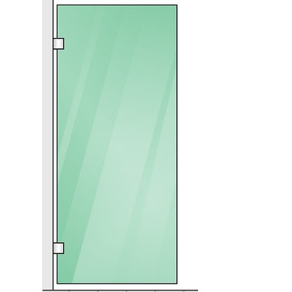 100x80cm Corner Frameless Shower Screen with Chrome Channel and Brass Hinges, Round Handle