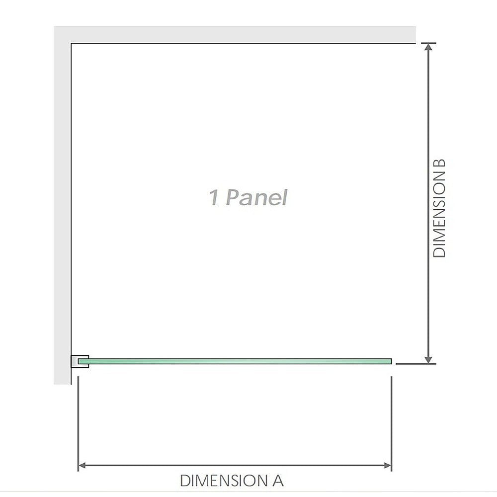 100x80cm Corner Frameless Shower Screen with Chrome Channel and Brass Hinges, Round Handle