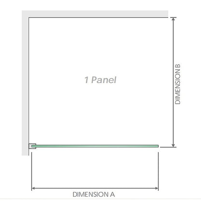 100x80cm Corner Frameless Shower Screen with Chrome Channel and Brass Hinges, Round Handle