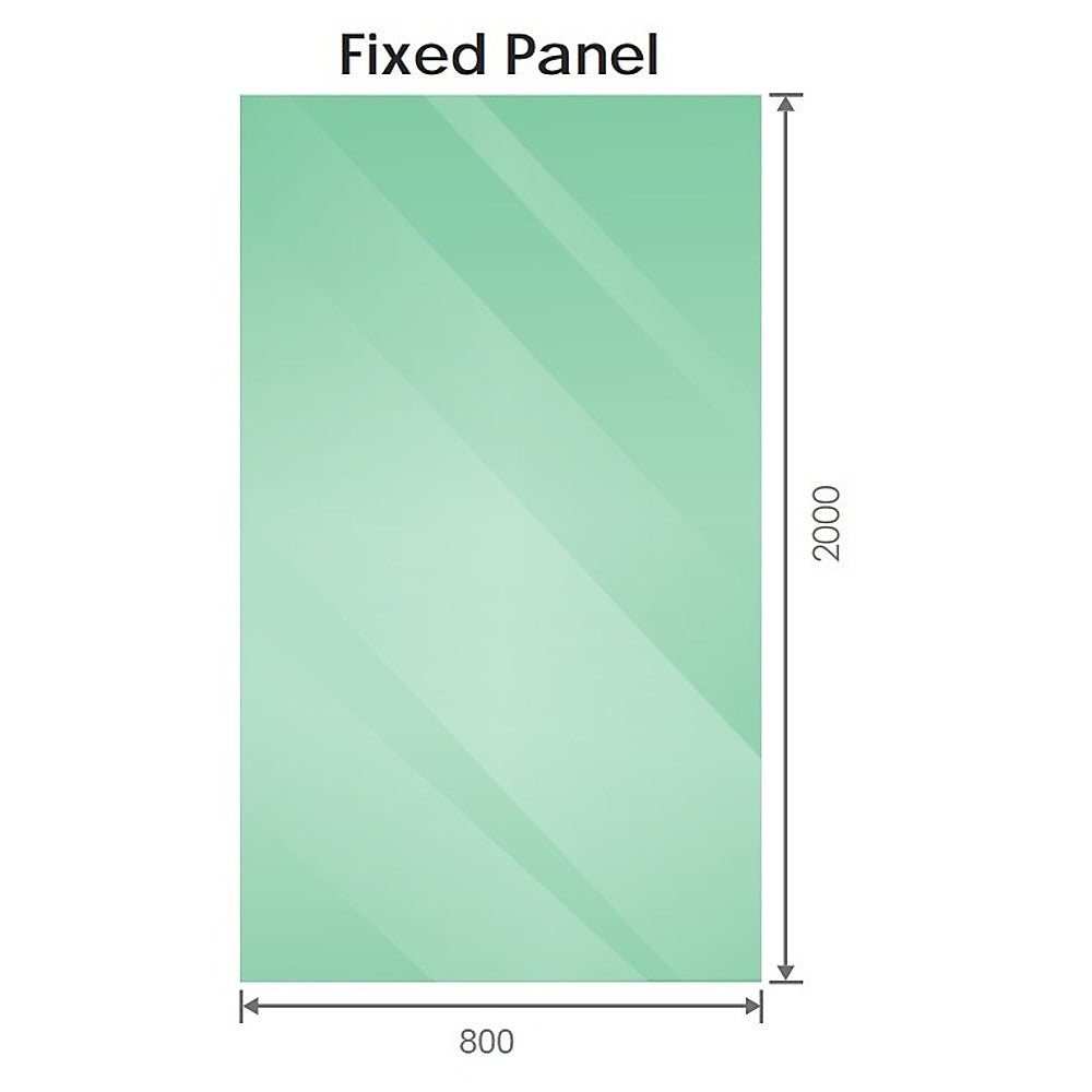 100x80cm Corner Frameless Shower Screen with Chrome Channel and Brass Hinges, Round Handle