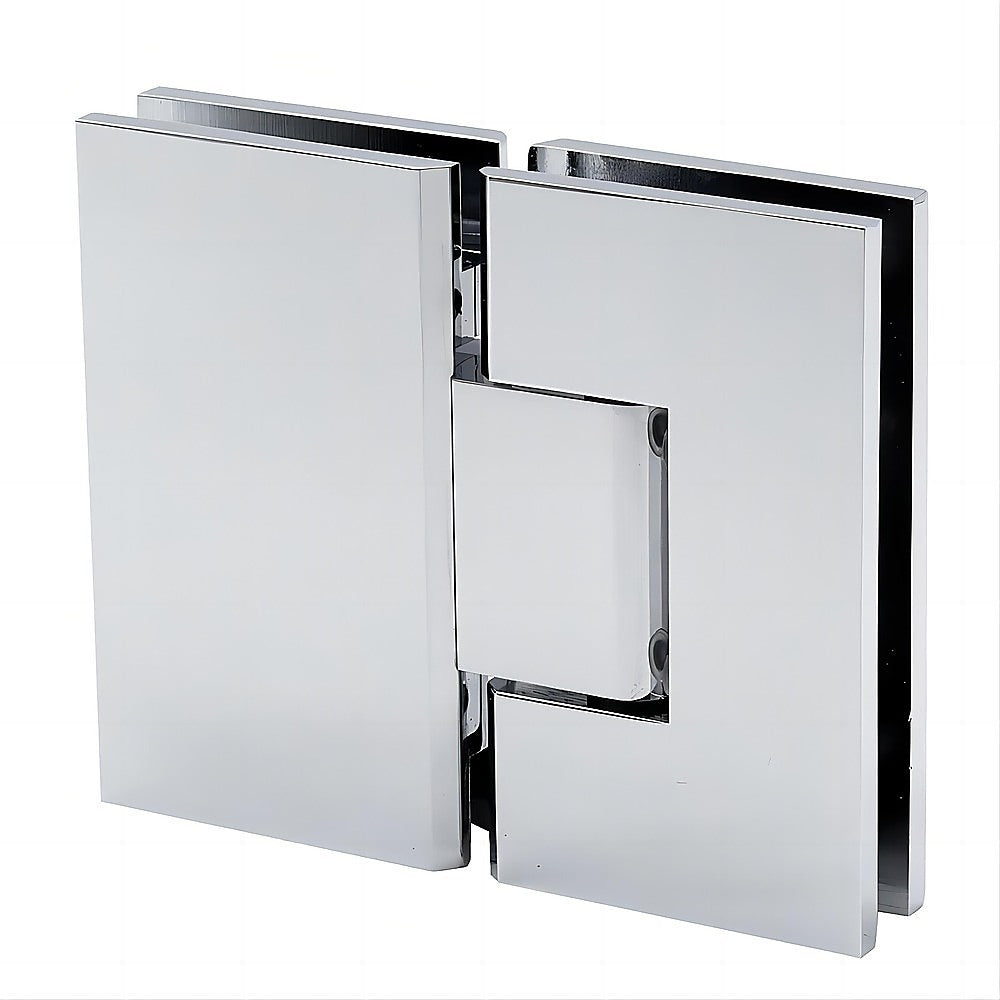 100x80cm Corner Frameless Shower Screen with Chrome Channel and Brass Hinges, Round Handle