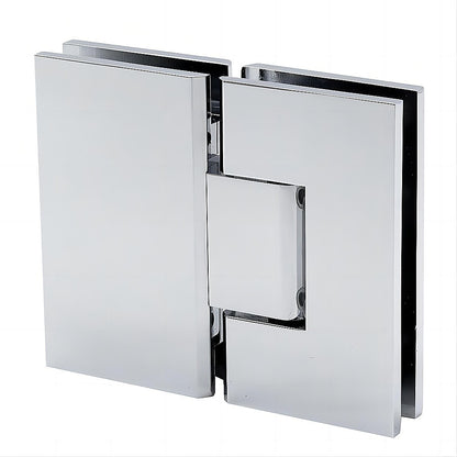 100x80cm Corner Frameless Shower Screen with Chrome Channel and Brass Hinges, Round Handle