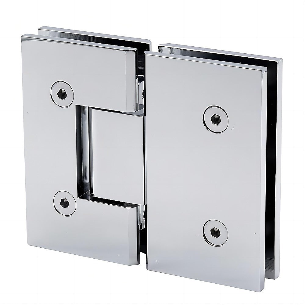100x80cm Corner Frameless Shower Screen with Chrome Channel and Brass Hinges, Round Handle