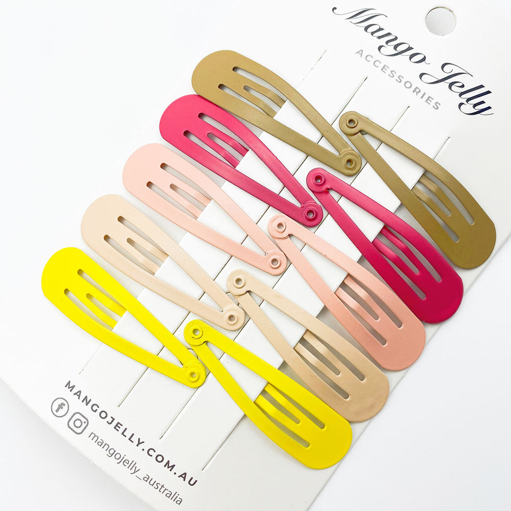 MANGO JELLY Snap Hair Clips 5cm - Donut - 10 Piece Pack, Non-Slip, Matte Finish, Solid Colors
