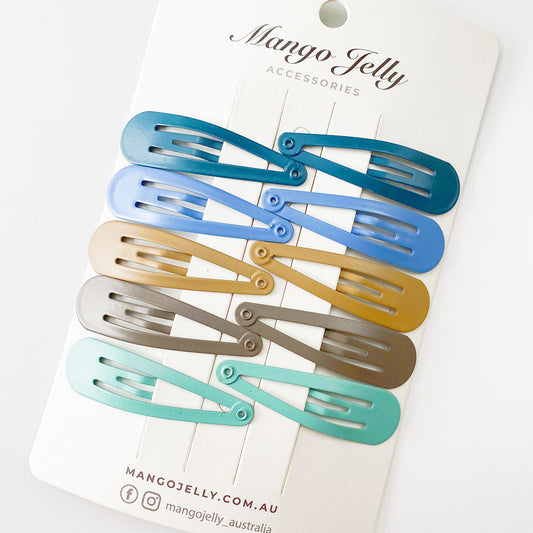 MANGO JELLY 5cm Snap Hair Clips - 10 Pack, Solid Colors, Non-Slip, All Ages & Hair Types