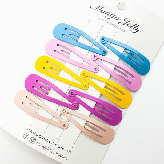 MANGO JELLY Snap Hair Clips 5cm - 10 Piece Matte Non-Slip, Solid Colors, All Ages & Hair Types