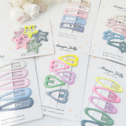 MANGO JELLY Butter Cream Hair Clips - Candy Classic - 5 Snap Clips Pack, Non-Slip, 10 Colors