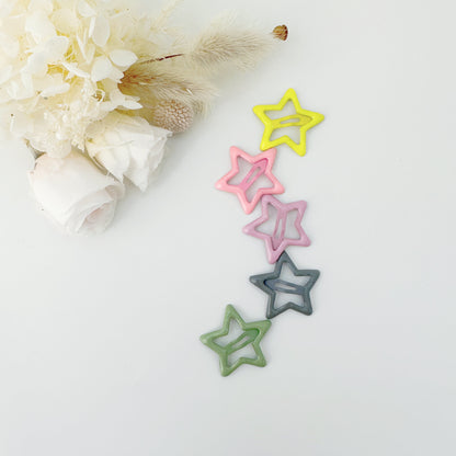 MANGO JELLY Butter Cream Hair Clips - Candy Stars, 5 Snap Clips, Non-Slip, 10 Colors
