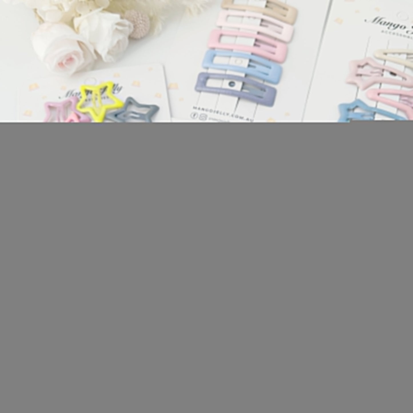 MANGO JELLY Butter Cream Hair Clips - Candy Stars, 5 Snap Clips, Non-Slip, 10 Colors