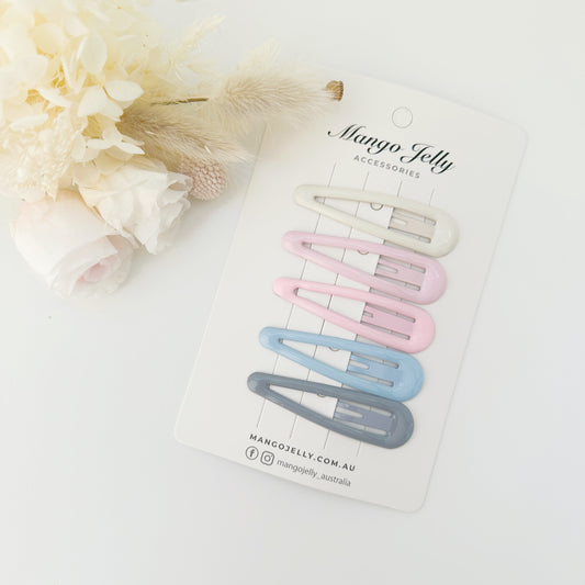 MANGO JELLY Butter Cream Hair Clips - 5 Snap Clips, 10 Colors, Non-Slip, Ice Cream Classic