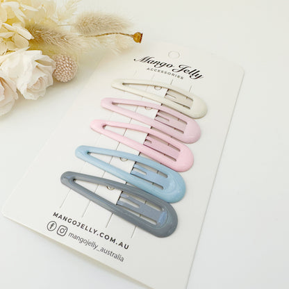 MANGO JELLY Butter Cream Hair Clips - 5 Snap Clips, 10 Colors, Non-Slip, Ice Cream Classic