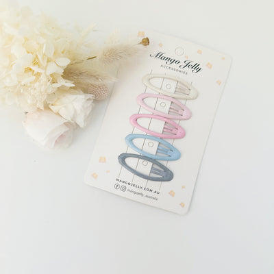 MANGO JELLY Butter Cream Hair Clips - Ice Cream Oval - 5 Snap Clips Pack, Non-Slip, 10 Colors, 6 Shapes