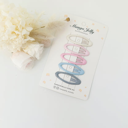 MANGO JELLY Butter Cream Hair Clips - Ice Cream Oval - 5 Snap Clips Pack, Non-Slip, 10 Colors, 6 Shapes