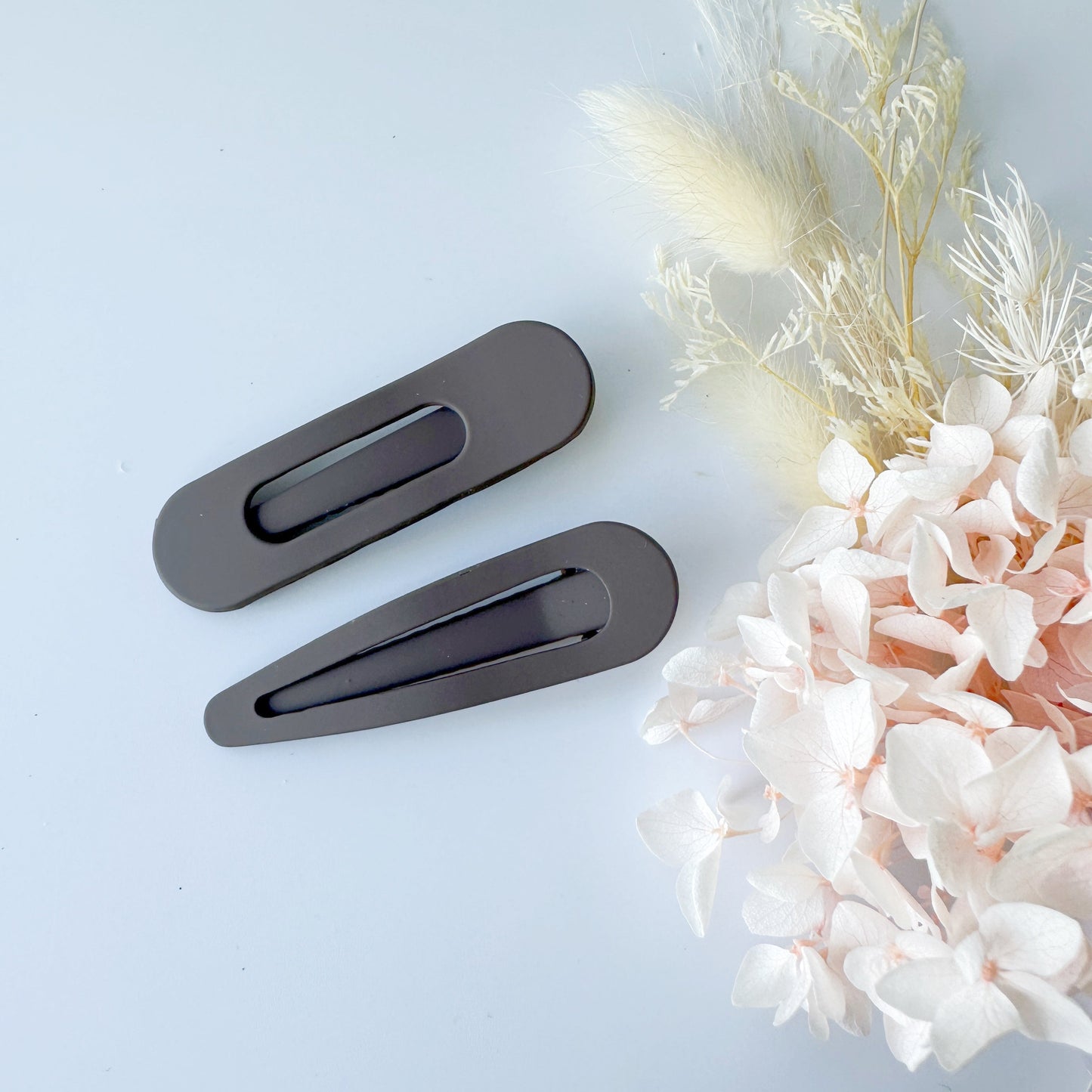 MANGO JELLY Large Pastel Coated Hair Clips - 6cm Non-Slip, Twin Pack, Dark Grey