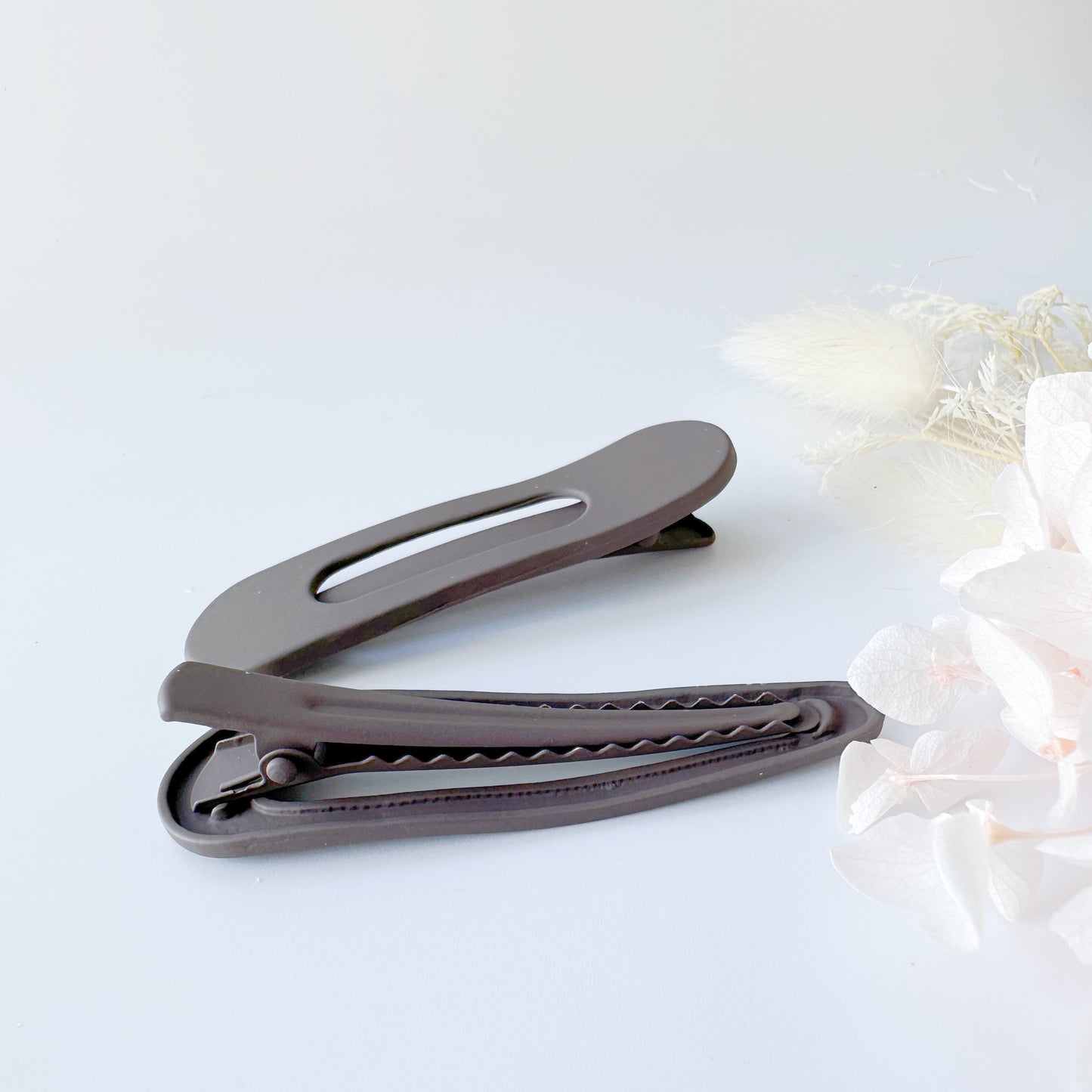 MANGO JELLY Large Pastel Coated Hair Clips - 6cm Non-Slip, Twin Pack, Dark Grey