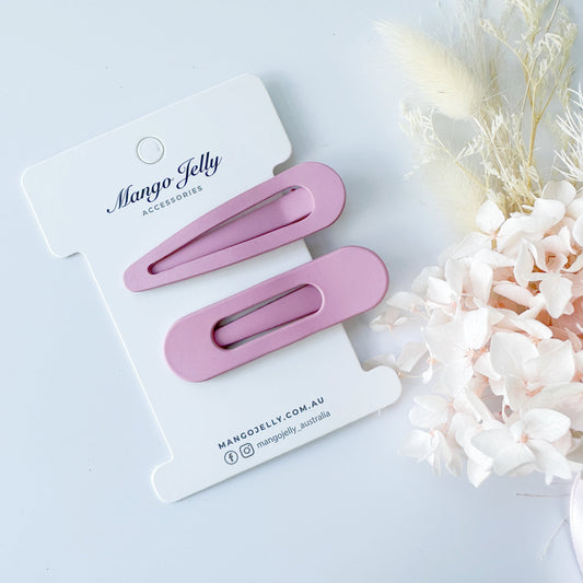MANGO JELLY Pastel Coated Hair Clips - 2 Pack, Non-Slip, 6cm, Pink