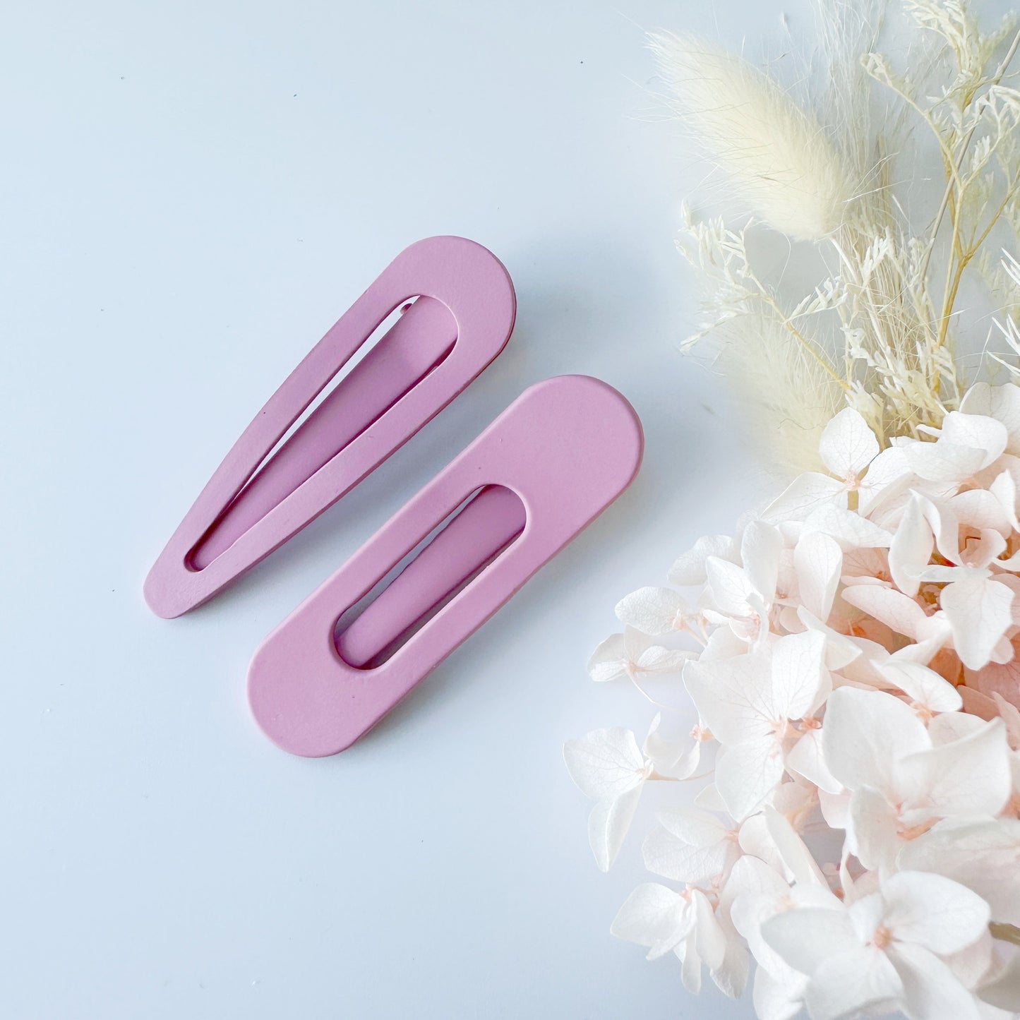 MANGO JELLY Pastel Coated Hair Clips - 2 Pack, Non-Slip, 6cm, Pink