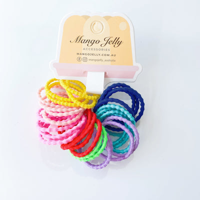 MANGO JELLY Kids Hair Ties 3cm Bubbly Mixed - 30 Pieces, Nylon Texture, All Ages