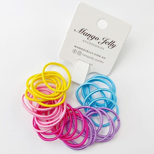 MANGO JELLY Kids Hair Ties (3cm) - Classic Summer Bright - One Pack - Auzzistore