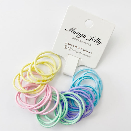 MANGO JELLY Kids Hair Ties (3cm) - Classic Soft Pastel - One Pack - Auzzistore