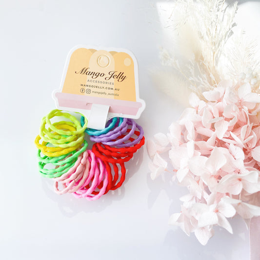 MANGO JELLY Kids Hair Ties (3cm) - Silky Pop Mixed - One Pack - Auzzistore