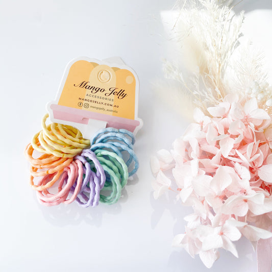 MANGO JELLY Kids Hair Ties (3cm) - Silky Pop Pastel - One Pack - Auzzistore