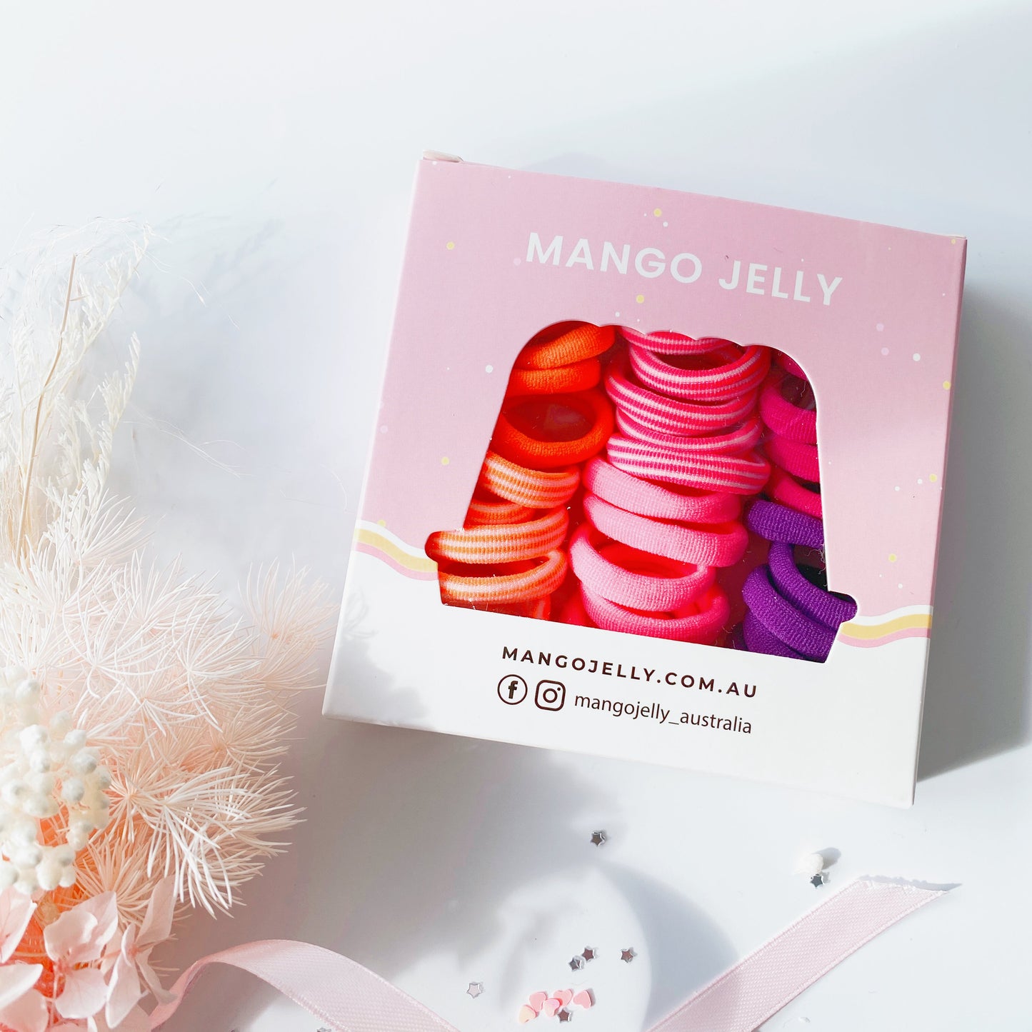 MANGO JELLY Metal Free Hair Ties 3cm 36P Candy - Mixed Colours, Super Soft, Stretchy, All Ages