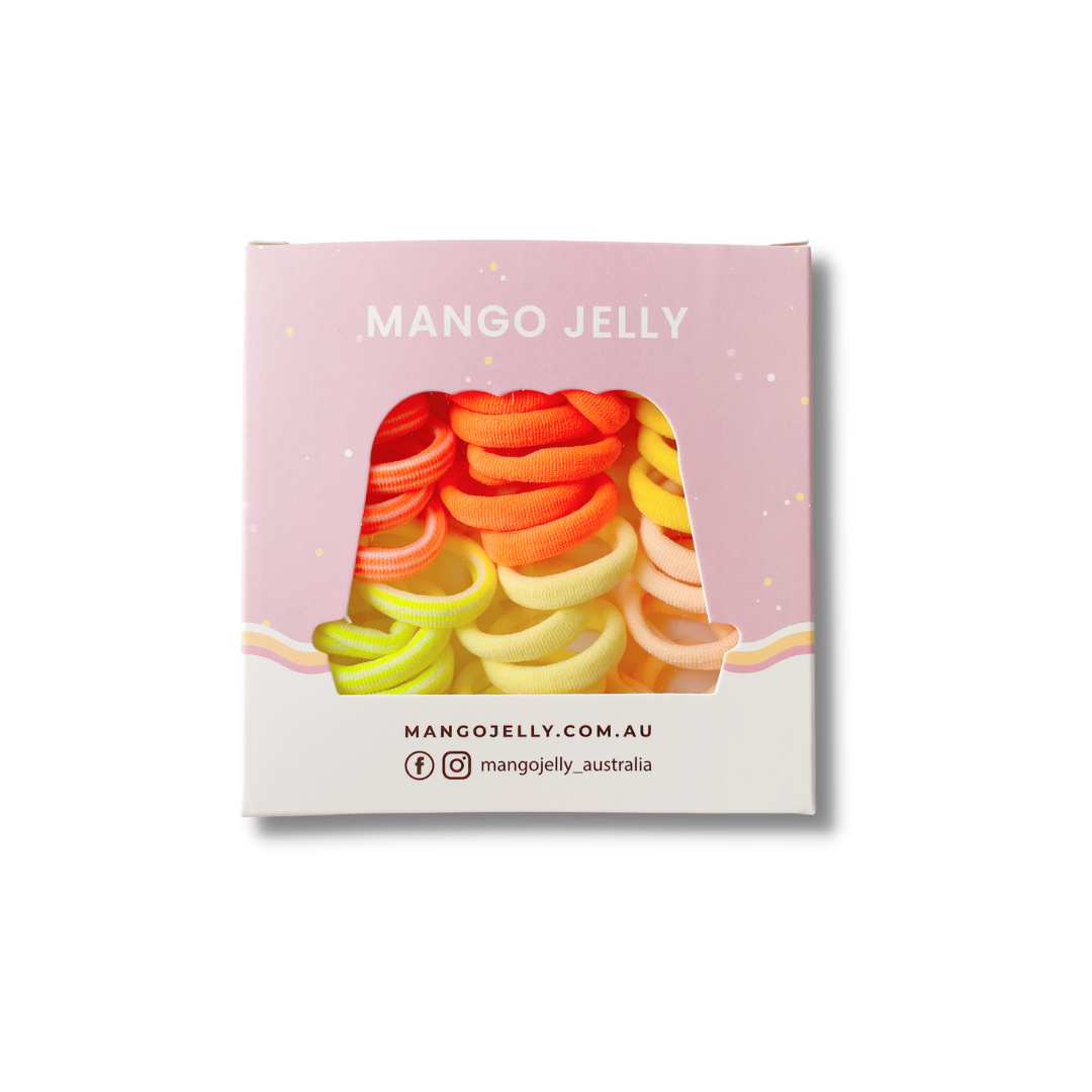 MANGO JELLY Metal Free Hair Ties 3cm Citrus 36P - Three Pack, Super Soft & Stretchy