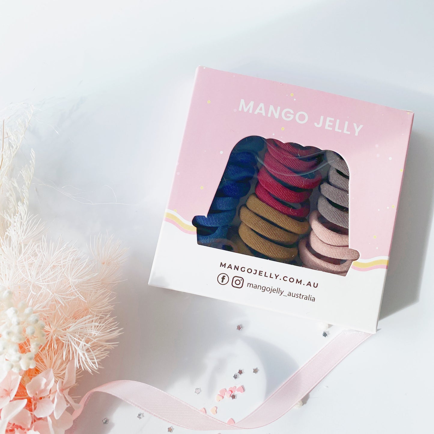 MANGO JELLY Metal Free Hair Ties 36P Earth Tone - Super Soft, Stretchy, Mixed Colours, 3cm, Six Pack