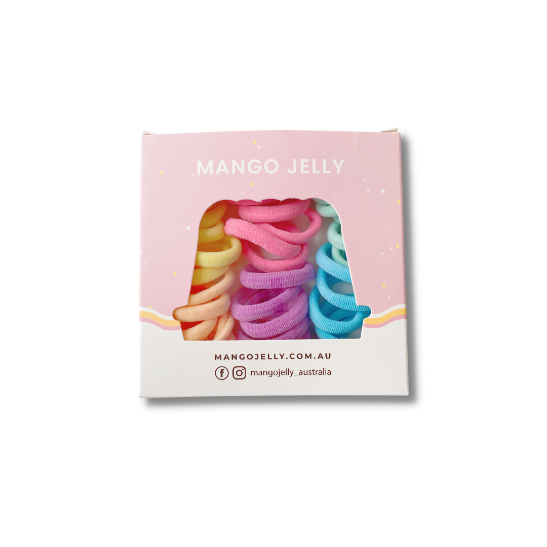 MANGO JELLY Metal Free Hair Ties 36P - Classic Pastel, 3cm, Mixed Colours, Super Soft, V659 Model