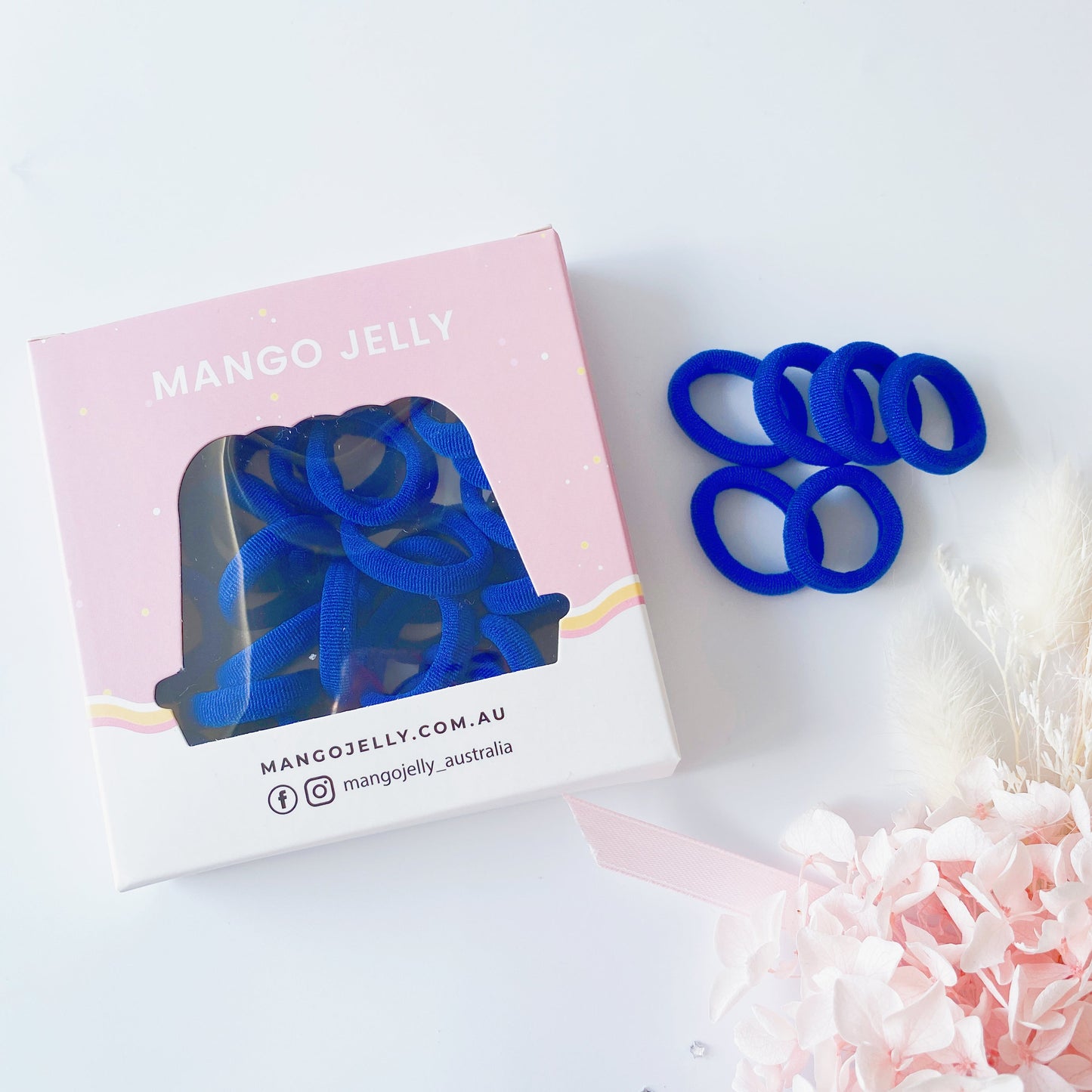 MANGO JELLY Metal Free Hair Ties 3cm, School Colour Blue, 36P, Six Pack