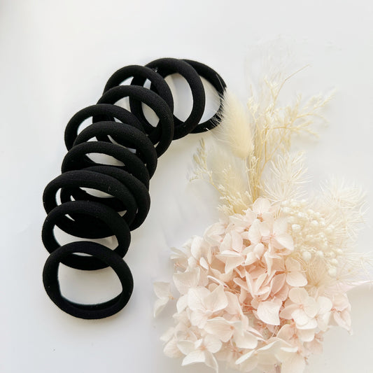 MANGO JELLY Metal Free Hair Ties 4.5cm Black 10 Pack - Super Soft & Stretchy