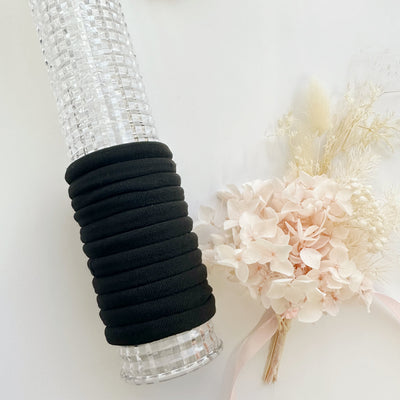 MANGO JELLY Metal Free Hair Ties 4.5cm Black 10 Pack - Super Soft & Stretchy