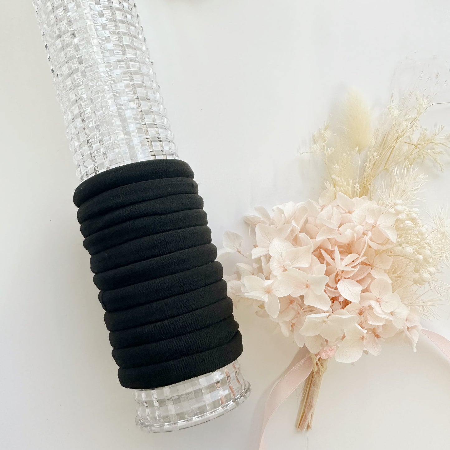 MANGO JELLY Metal Free Hair Ties 4.5cm Black 10P - Super Soft & Stretchy - Six Pack