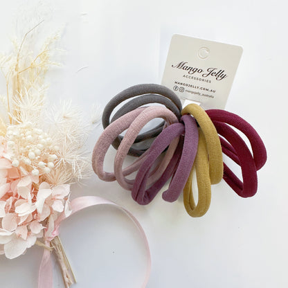 MANGO JELLY Metal Free Hair Ties 4.5cm - Blush Mixed 10P, Super Soft, Stretchy, Six Pack