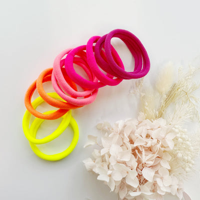 MANGO JELLY Metal Free Hair Ties 4.5cm Neon Mixed 10P - Super Soft & Stretchy