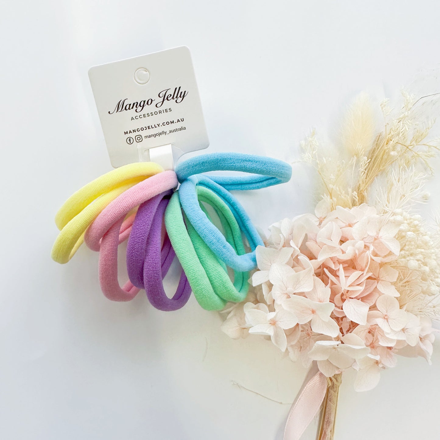 MANGO JELLY Metal Free Hair Ties 4.5cm - Pastel Mixed 10P, Super Soft, Stretchy, Three Pack