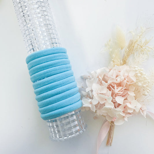 MANGO JELLY Metal Free Hair Ties 4.5cm Light Blue 10P - Super Soft & Stretchy