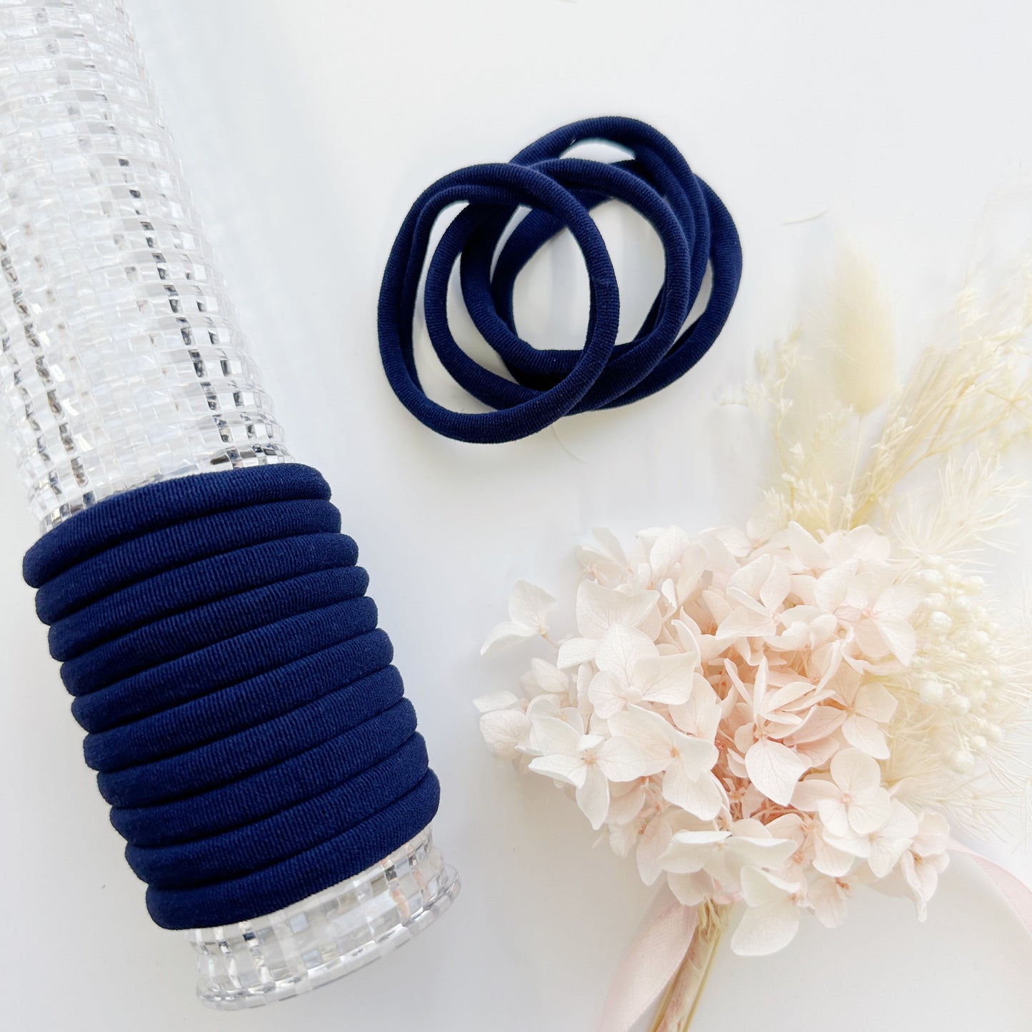 MANGO JELLY Metal Free Hair Ties 4.5cm Navy 10P - Six Pack, Super Soft & Stretchy