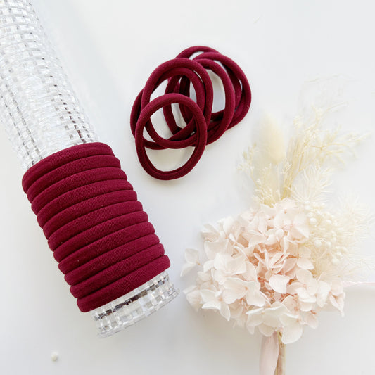 MANGO JELLY Metal Free Hair Ties 4.5cm Maroon 10P - Super Soft & Stretchy