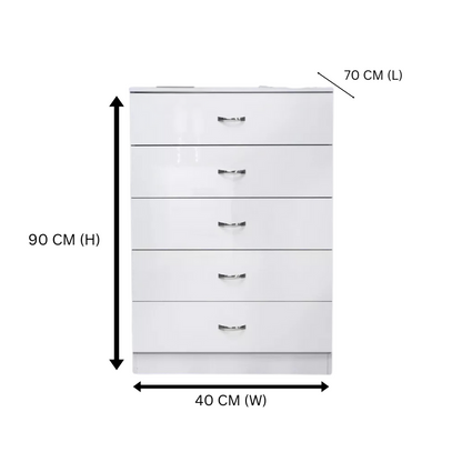 NNECN 5 Layer White Drawer Chest Storage with Bedside Table